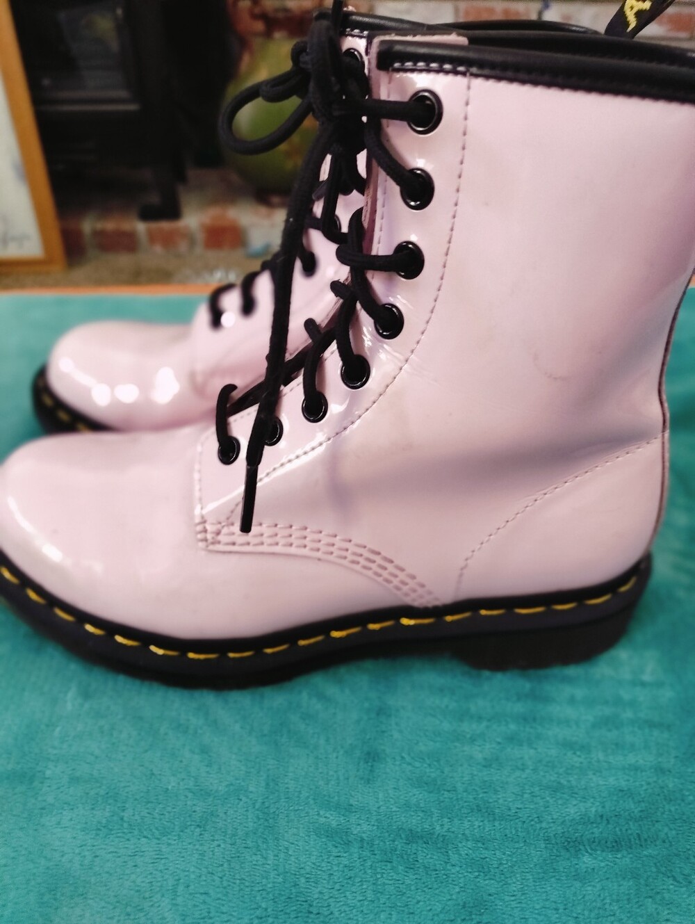 Dr. Martens 1460 Pale Pink Patent Leather 8-Eye Combat Boots - Women's Size 7
